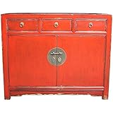Prodotto di qualità Etnicart - Credenza Cinese Rossa con cassetti-105x85x40-Mobili Etnici per Camera Letto Salone Ingresso Cucina Arredamento Etnico
