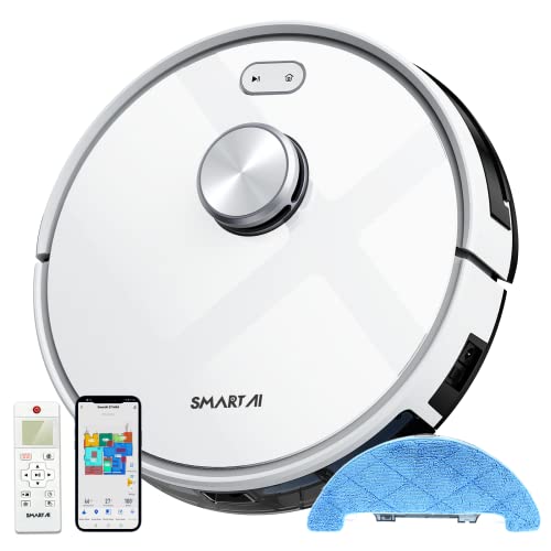 SmartAi S7 Max Saugroboter Staubsauger Roboter Wischroboter Lasernavigation 3.0 3200Pa Multi-Map OTA Alexa&App&Sprachsteuerung 600ml Staubbehälter 350ml Wassertank Cover