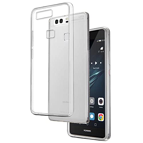 REY Funda Carcasa Gel Transparente para Huawei P9 Plus, Ultra Fina 0,33mm, Silicona TPU de Alta Resistencia y Flexibilidad