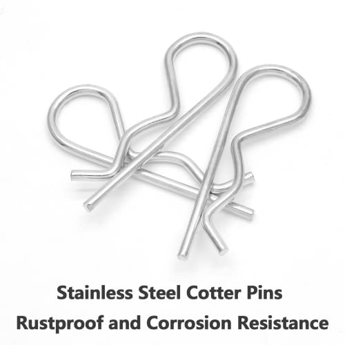 Bonsicoky 20Pcs R Clips Hitch Pins Clips, Stainless Steel Retaining Cotter Pins Spring Clip Hair Pins For Tractor, Lawn Trailer, Truck Tow Bar - M2 X 50Mm #TOP1