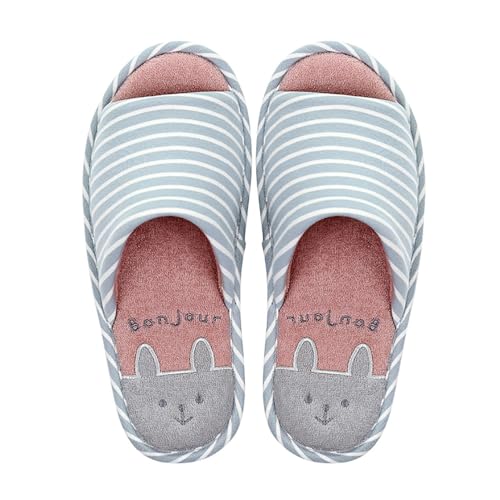 MAGILONA Women Mens Home Slippers Cotton Blends Soft Washable Open-Toe Indoor Shoes Casual Flat Silent Slippers Sole Shoes