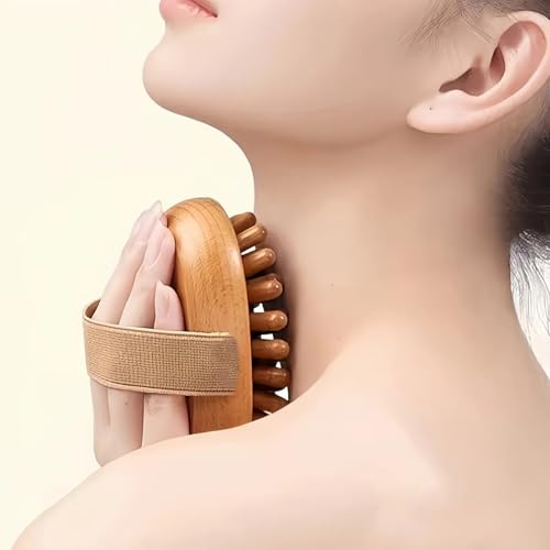 Image of Wood Therapy Massage Tools for Belly Fat and Scalp, Wooden Meridian Body Brush for Cellulite Removal, Hair Growth Scalp Massager Comb, Lymphatic Drainage Wooden Head and Body Massager
