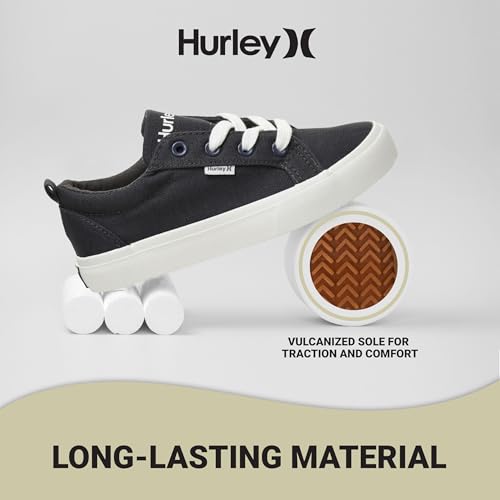 Image of Hurley Kids Finn Sneakers - Canvas Skate Shoes for Kids, Low Cut Tennis Shoes for Girls and Boys