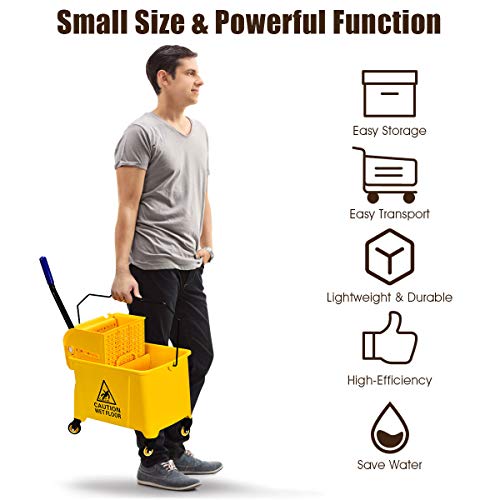 Goplus Commercial Mop Bucket With Wringer, Household Portable Mop Bucket, Ideal For Household And Public Places Floor, 21 Quart Capacity, Yellow (21 Quart) #TOP5