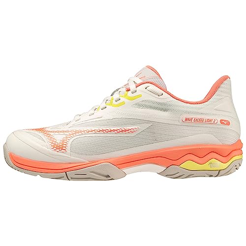 Mizuno Damen Wave Exceed Light 2 Tennis, Snwwht Fcoral Sspring, 40 EU