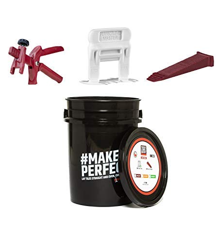 T-Lock Ultimate Starter Kit - 1mm (1/32”) 400 Clips + 300 Wedges + Pliers + Bucket + Carpenter Pencil - Professional Anti Lippage Tile Leveling System