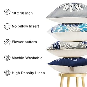 Decorative Throw Pillow Covers Set of 4 Blue Pillow Covers 18x18 inch Throw Pillow Cases Linen Square Pillow Case,Farmhouse Outdoor Modern Boho Pillow Covers for Couch Sofa Living Room Decorative Throw Pillow Covers Set of 4 Blue Pillow Covers 18×18 inch Throw Pillow Cases Linen Square Pillow CaseFarmhouse Outdoor Modern Boho Pillow Covers for Couch Sofa Living Room