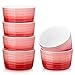 MALACASA Serie Ramekin.Dish Moldes para Horno Soufflé Creme Brulee de 6 piezas, 10cm Cuencos Porcelana para Postre Magdalenas, Color Rojo Degradado