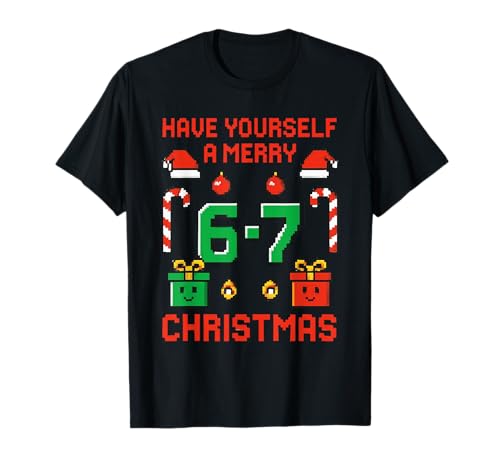 Six Seven Meme Funny Merry 67 Christmas Xmas Pajamas Gamer T-Shirt