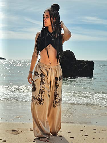 Siamrose Harem Pants Yoga Pants Men Women Casual Lounge Pants 2 Big Pockets Beige #TOP2