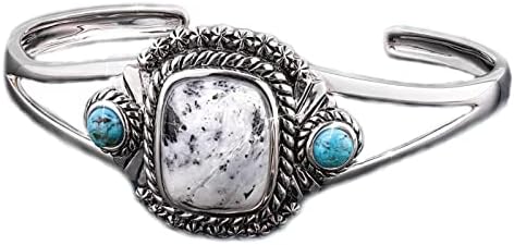 StauerWomen's Two Legends White Buffalo & Kingman Turquoise Bangle