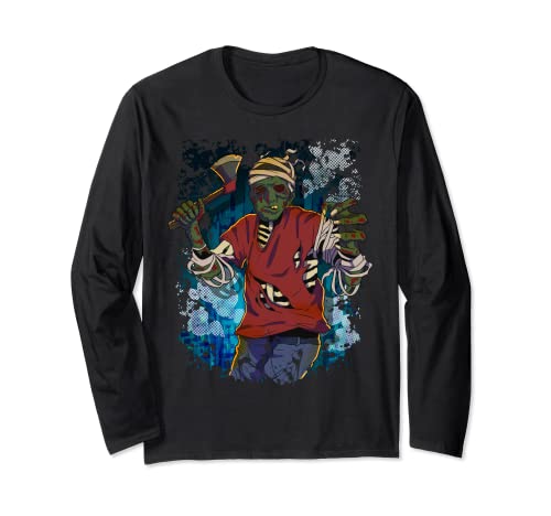 Zombie Holding Hacha de Halloween Disfraz de fiesta espeluznante aterrador Manga Larga