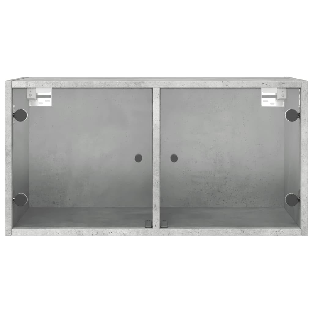 2er Set Wandschränke mit Glastüren Betongrau 68,5x37x35 cm - Moderner Hängeschrank aus Holzwerkstoff für Wohnzimmer Büro & Flur - Stilvolle Wandvitrine mit Stauraum