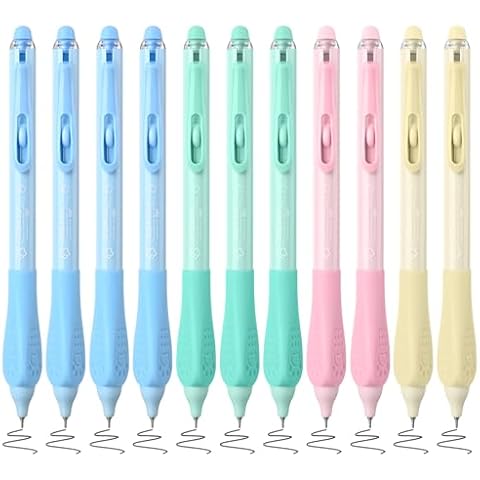 BAYTORY 11Pcs Fine Point Erasable Gel Pens, 0.5mm Aesthetic Retractable Silent Erasable Pen, Comfortable Grip for Smooth Writing Planner and School Supplies (Black Ink) Cover