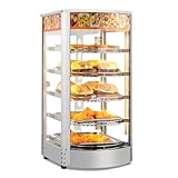 ROVSUN Food Warmer Display Pizza Warmer, Commercial Countertop Food Warmer Electric Pretzel Warmer with Removable Shelves LED Lighting Glass Door for Restaurant Buffet 800W (5 Tiers)