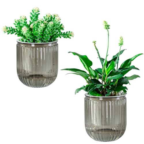 Melphoe Self Watering Pots for Indoor Plants Planter, 4.7 Inch 2 Pack Planters Self Watering Plant Pots for Flower, Houseplants, Succulent, African Violets and Cactus with Drainage