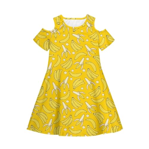 PinUp Angel Girl's Short Sleeve Stretchy Shift Swing Party Dress for Kids Cute Cold Shoulder Graphic Dress