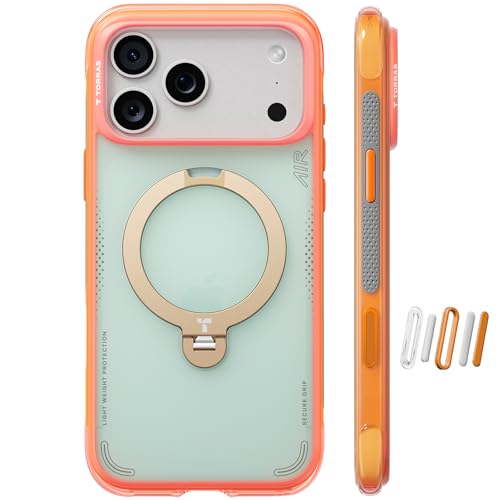 Image of TORRAS Ostand Q3 Air for iPhone 17 Pro Case with 360 Magnetic Stand, Fit for MagSafe, Mil-Grade Drop Tested, Camera Control Button, Shockproof Phone Case for iPhone 17 Pro 6.3 inch, Blush Sage