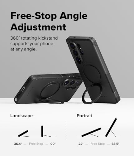 Image of Ringke Alles for Samsung Galaxy S26 Ultra Case Back Cover [Compatible with MagSafe] [360 Rotatable Magnetic Stand] PC Premium Heavy-Duty Rugged with Full Camera Protection - Black