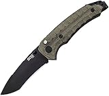 SOG Kiku Assisted Folding Knife | 3.5-Inch Black TiNi VG-10 Blade, Linen Micarta Handle (KU-3002)
