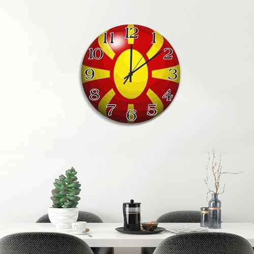 Horloge drapeau Macédoine 3D pour une déco de salon originale
