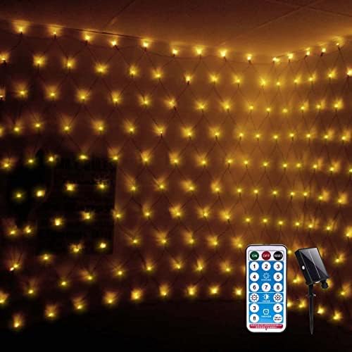 CORST Christmas Net Lights Outdoor Solar Garden Tree Lights 3.6 x 1.5M Outside Mesh Lights Solar Powerd Bushes Net Lights Waterproof with 8 Modes Timer for Gazebo Yard Xmas Decor(Warm White)