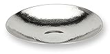 Die Dekoschale kommt in der folgenden Maße vor: Ø ca. 36,5 cm und besteht aus Aluminium in der Farbe Silber!