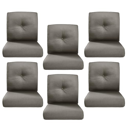 Image of Luxury 4 inch Thick Outdoor Cushion Set of 6 - 22x24 Patio Furniture Cushions with 28D High-Density Foam, Water-Resistant & Fade-Resistant Fabric, Removable Covers for Patio Furniture Sofa Couch -Grey