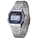 OcioDual Reloj de Pulsera Hombres Mujeres Vintage Clásico Metal Digital Wrist Watch Plata