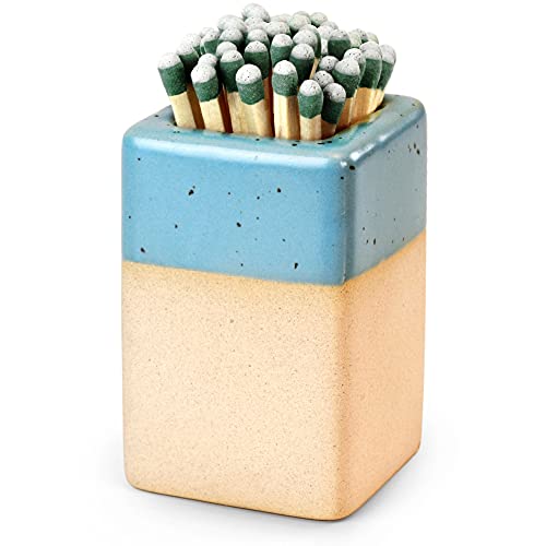 Match Holder with Striker - Modern Ceramic Jar for Strike Anywhere Matches | Perfect for Bathroom Decor, Kitchen Storage, Decorative Farmhouse Fireplace Decor, by Pullan Products