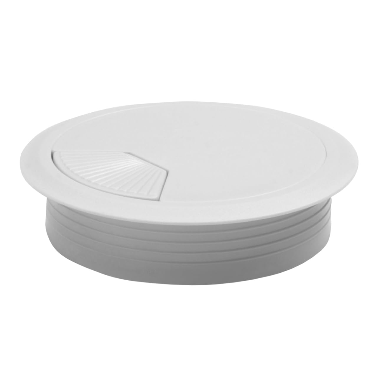 Amig - Tapa Pasacables Circular- Ø60 x 20 mm - para Colocar y Ocultar Cables en Mesas o Escritorios de Oficinas o Habitaciones - con Cierre de Muelle - Plástico Blanco