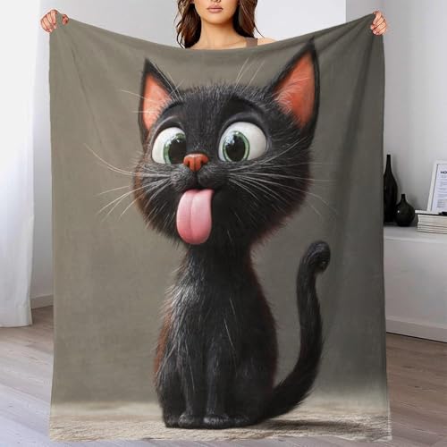 Couverture douillette pour chat noir en flanelle douce lit