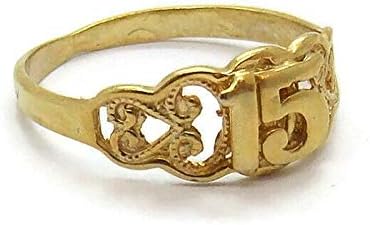 14k Yellow Gold Ring Girl's Quinceañera 15 Years Old Celebration Birthday