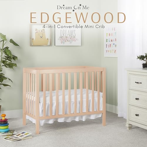 Image of Dream On Me Edgewood 4-in-1 Convertible Mini Crib in Ivory Cream