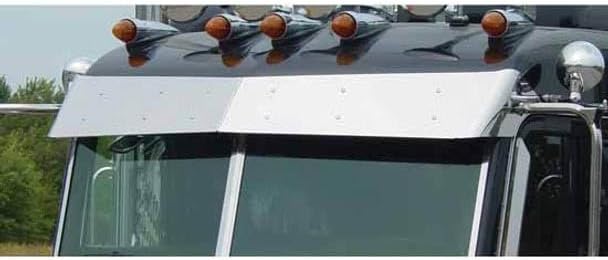 Technical Precision Replacement for Peterbilt 389 Year 2015 11 to 9IN 304 Stainless Steel Standard Mount Bowtie Visor W/CAB Mounted Mirrors