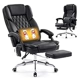 500LBS Big and Tall Office Chair with 3D Kneading Massage Lumbar Support, Office Chairs for Back Pain Relief, Ergonomic Comfort 130° Reclining Desk Chairs Managerial Chairs for Heavy People