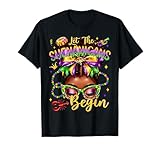 Afro Messy Bun Women Let The Shenanigans Begin Mardi Gras T-Shirt