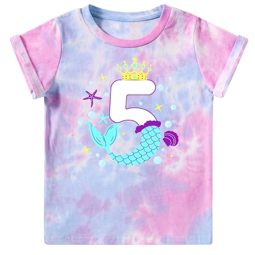 Image of Lovekider Girls Birthday T Shirts Cotton Short Sleeve T-Shirts Tee Party Clothing 3-6 Years