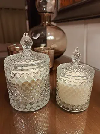 Bumbleberry Crystal Glass Jar Scented Candle Combo (Big & Medium Jar) | Soy Wax | Hand Poured | Luxury Candles | 10 Premium Fragrance Options | Home Decor | Gifting | 920 Gm (Lavender)