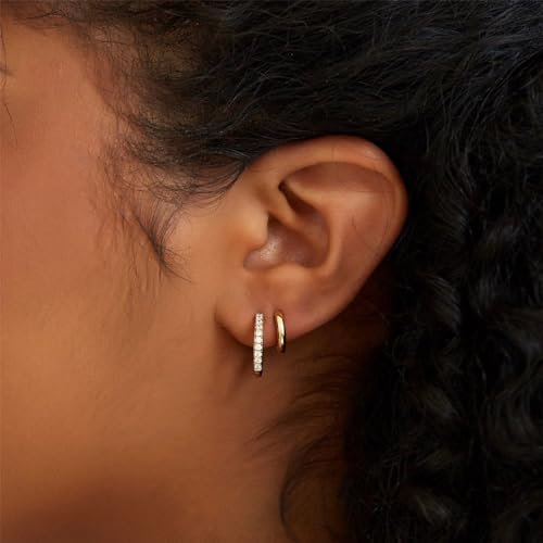 Gold Hoop Earrings Set Huggie Hoop Earrings Hypoallergenic Tiny Lightweight Cartilage Cubic Zirconia Jewelry Everyday Earrings for Women Piercing3
