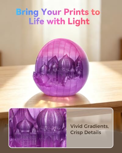 Image of VOXELAB PLA Crystal Rainbow Filament 1.75mm, Deep Sea Realm Color, Alternating Transparent Purple, 2592C & 2597C Purple Every 18-20M, Shimmering 3D Printer Material
