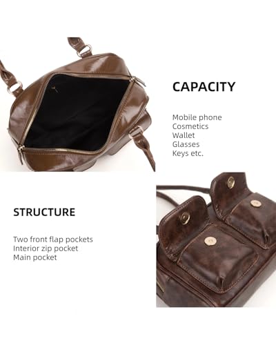 Y2K Shoulder Purses for Women Trendy - PU Leather Retro Boston Handbag, Lightweight and Versatile for Work and Travel4