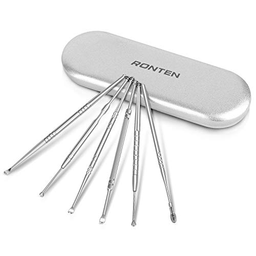 Ear Wax Removal Tool，Ronten 6pcs Ear Candles Stainless Steel Curette Earwax Removal Kit