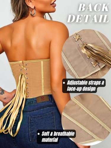 Image of ChiaoLezhee Heart Corset Top For Women, Sexy Concert Outfits Going Out, Strapless Crop Top, Overbust Bustier