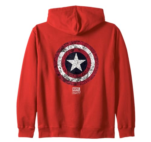 Image of Marvel Captain America Comic Shield White Zip Hoodie