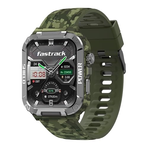 Image of Fastrack Limitless Valor Smart Watch, 1.91 inch Ultra HD Display, Bluetooth Calling, SpO2, 100+ Sports Mode,Working Crown, Heart Rate & IP68 - Smartwatch for Man & Women Latest, 7-Day Battery (Green Camo)