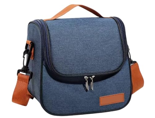 BOLSA TERMICA, MARMITA, PEQUENA, LANCHEIRA, ALÇA OMBRO, TRABALHO, PASSEIO ACADEMIA, PRETA, ESCOLA (Azul)