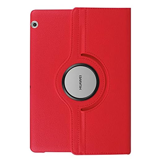 LIUCHEN Surfplattefodral för Huawei MediaPad T5 10 T3 9.6"8 7.0 Wifi BG2-W09 AGS-W09/L09 KOB-L09/W09 360 roterande PU-läderfodral, röd, T3 7.0(Wifi) BG2, W09
