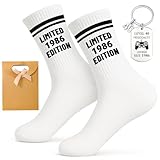PIujsym Cadeau 40 ans pour homme   Édition limitée 1986 Chaussettes EU 38 45 et porte clés et sac cadeau   Cadeaux et décoration amusants pour hommes   40e anniversaire