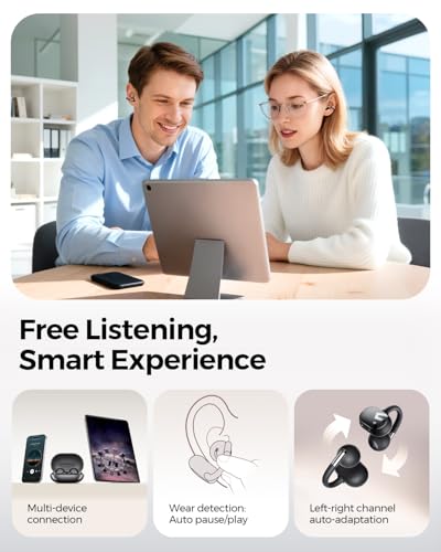Image of SoundPEATS Clip1 Advanced Open Ear Earbuds with Hi-Res LDAC & Dolby Audio | Comfortable, Secure Clip-On Design for Sports, Workouts, Office | 40H Playtime, Fast Charging, IPX5, Bluetooth 5.4